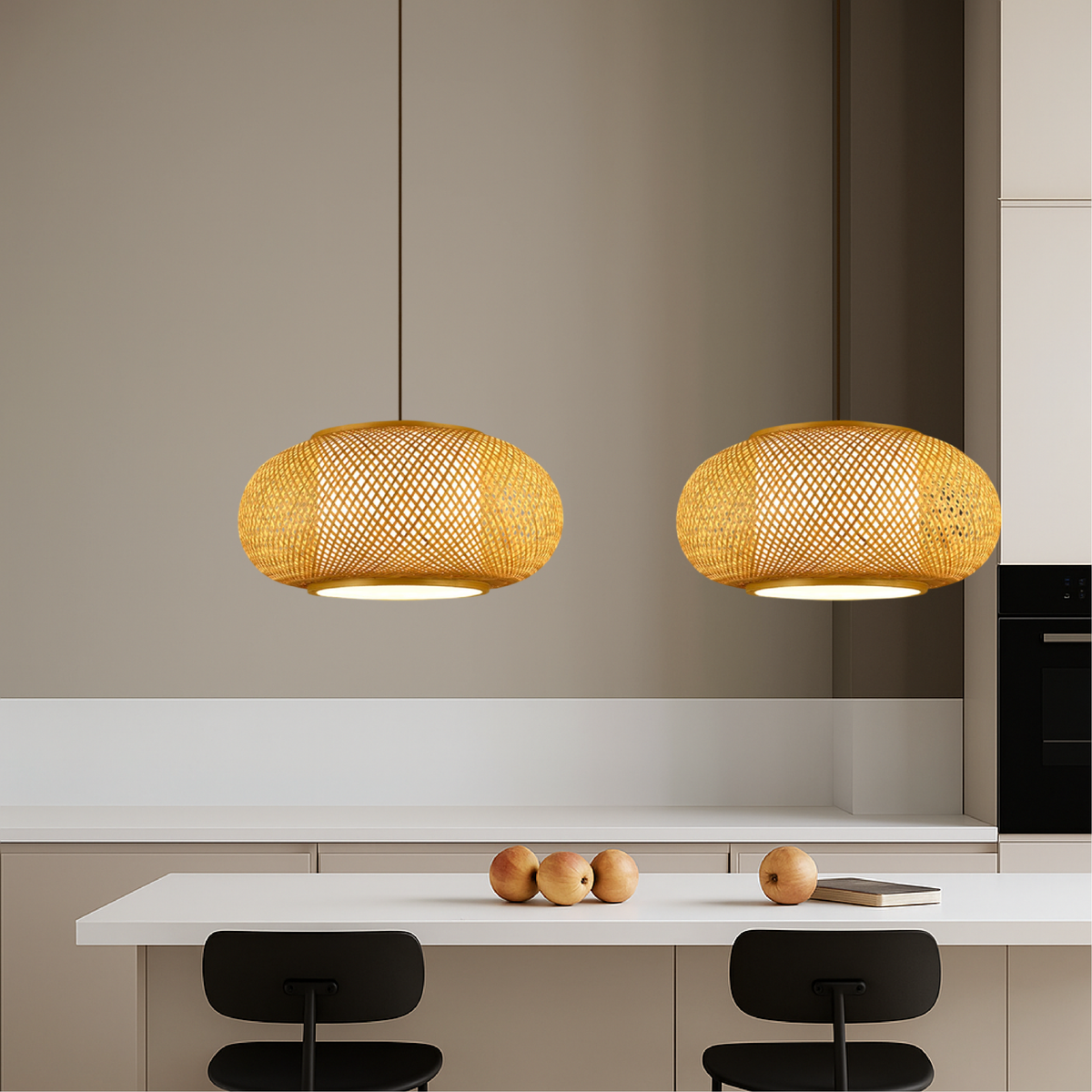 Japandi Woven Bamboo Pendant Light – 15.7" or 19.7"