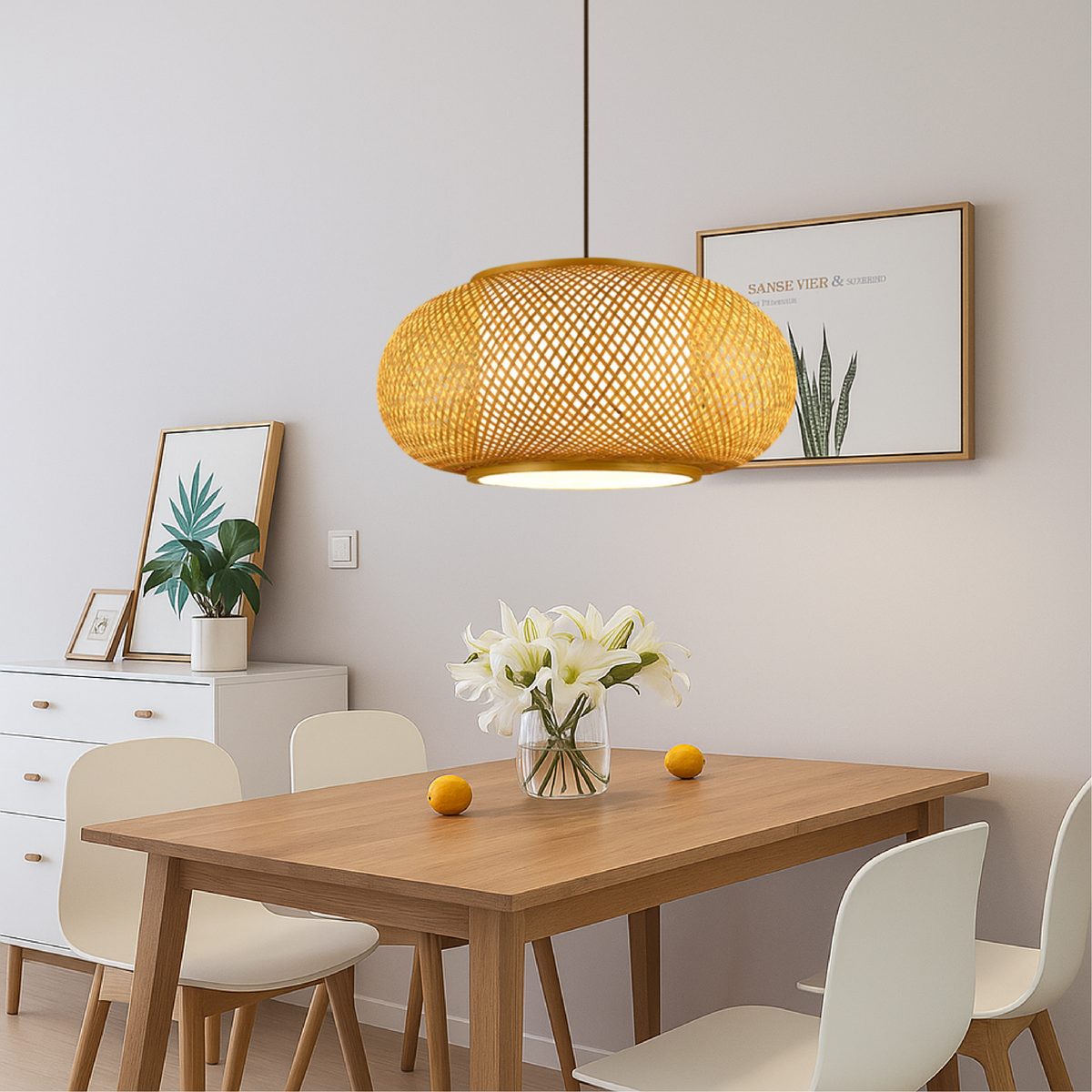 Japandi Woven Bamboo Pendant Light – 15.7" or 19.7"