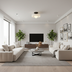 Bauhaus Flush Mount Ceiling Light with Layered Glass & Globe
