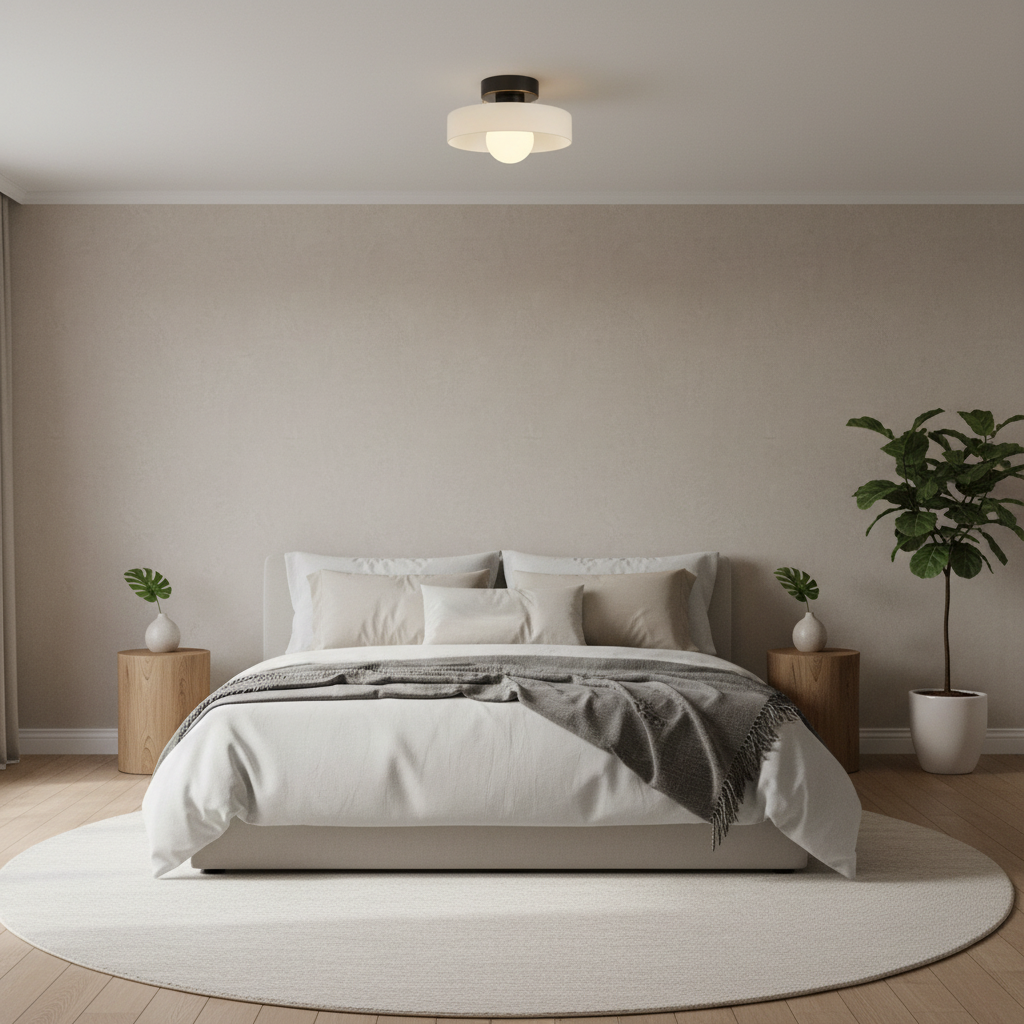 Bauhaus Flush Mount Ceiling Light with Layered Glass & Globe