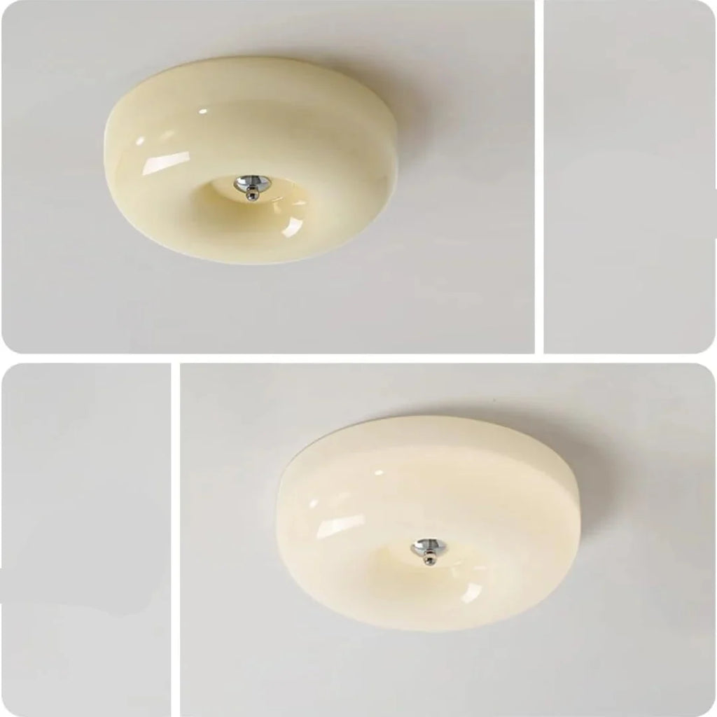 Bauhaus Milk Glass Flush Mount Ceiling Light – 12.6"