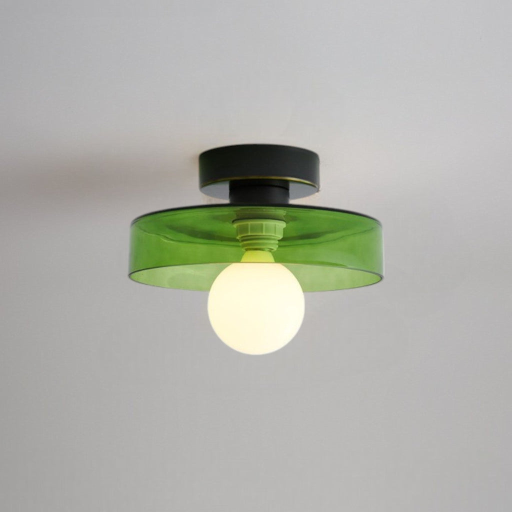 Bauhaus Flush Mount Ceiling Light with Layered Glass & Globe