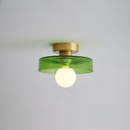 Bauhaus Flush Mount Ceiling Light with Layered Glass & Globe