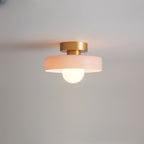 Bauhaus Flush Mount Ceiling Light with Layered Glass & Globe