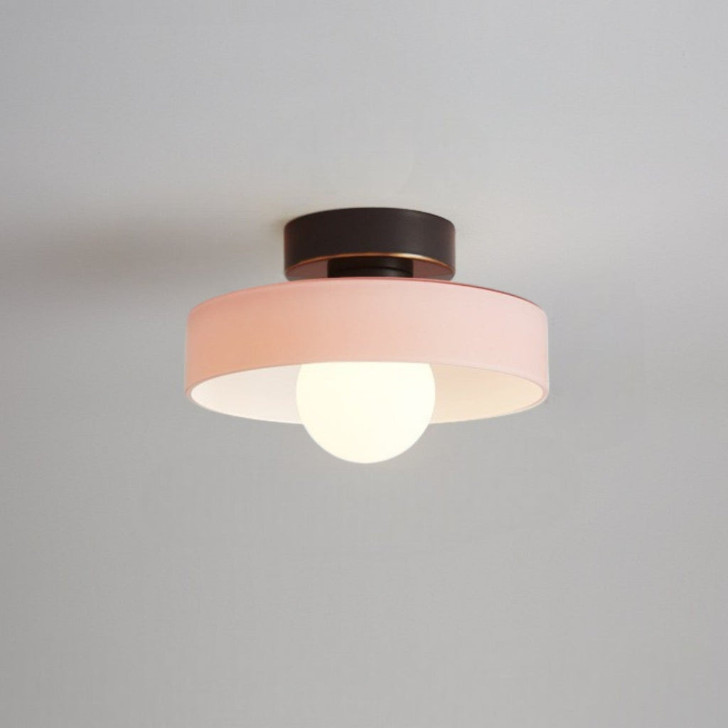 Bauhaus Flush Mount Ceiling Light with Layered Glass & Globe
