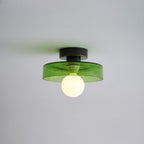 Bauhaus Flush Mount Ceiling Light with Layered Glass & Globe