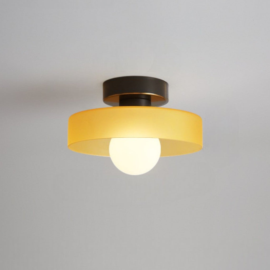Bauhaus Flush Mount Ceiling Light with Layered Glass & Globe
