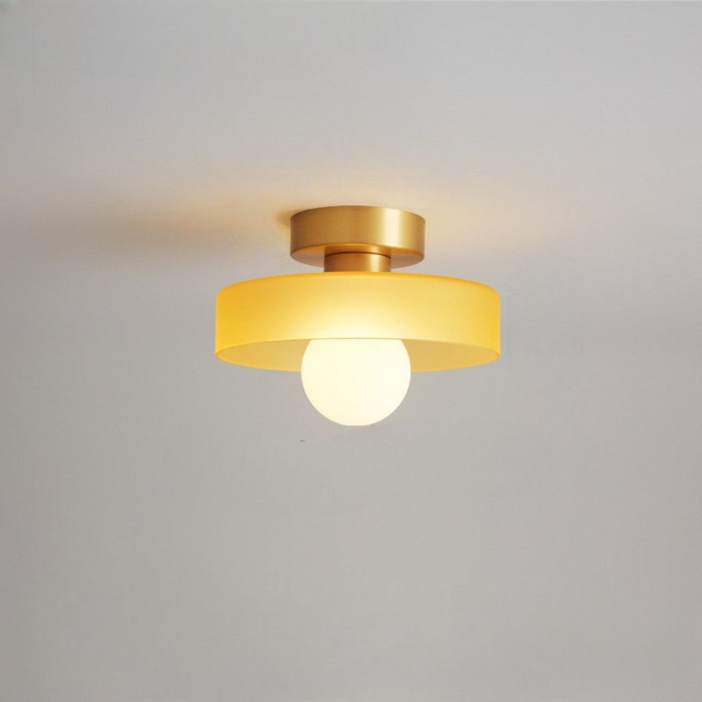 Bauhaus Flush Mount Ceiling Light with Layered Glass & Globe