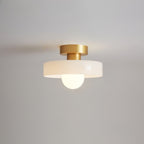Bauhaus Flush Mount Ceiling Light with Layered Glass & Globe