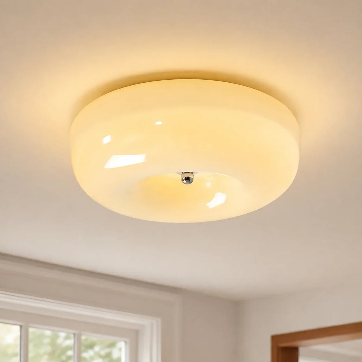 Bauhaus milk glass flush mount ceiling light