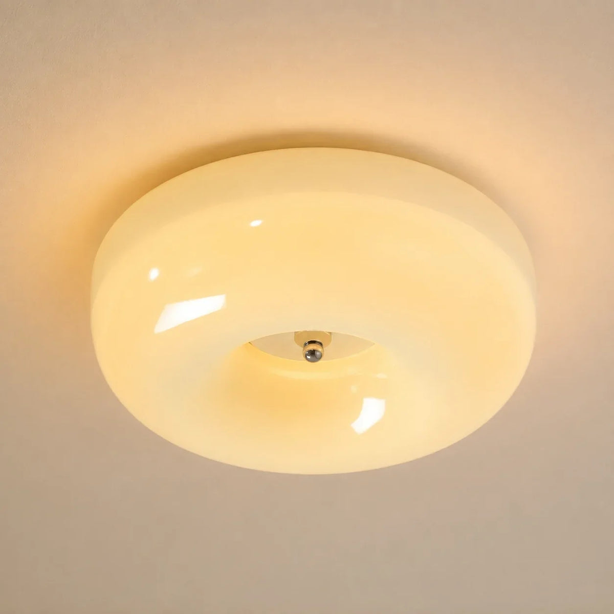 Bauhaus Milk Glass Flush Mount Ceiling Light – 12.6"