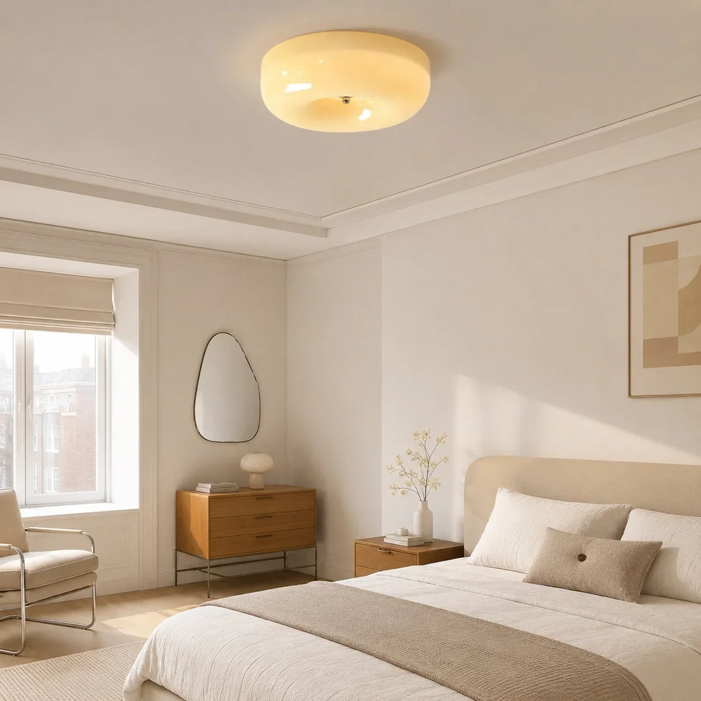 Bauhaus Milk Glass Flush Mount Ceiling Light – 12.6"