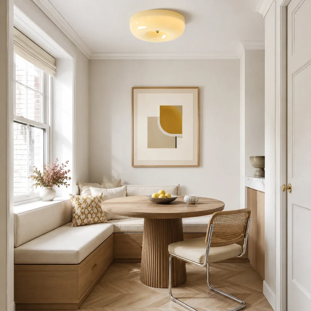 Bauhaus Milk Glass Flush Mount Ceiling Light – 12.6"