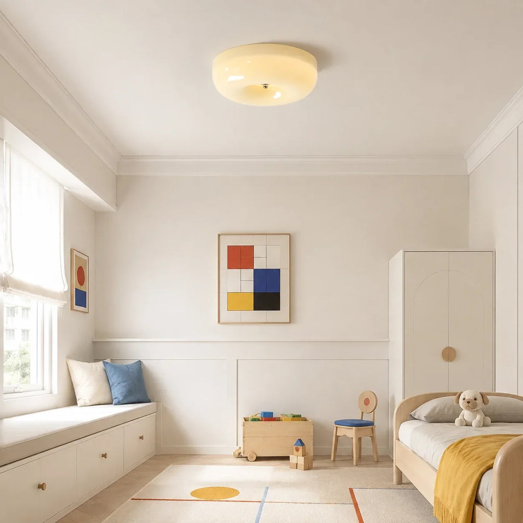 Bauhaus Milk Glass Flush Mount Ceiling Light – 12.6"