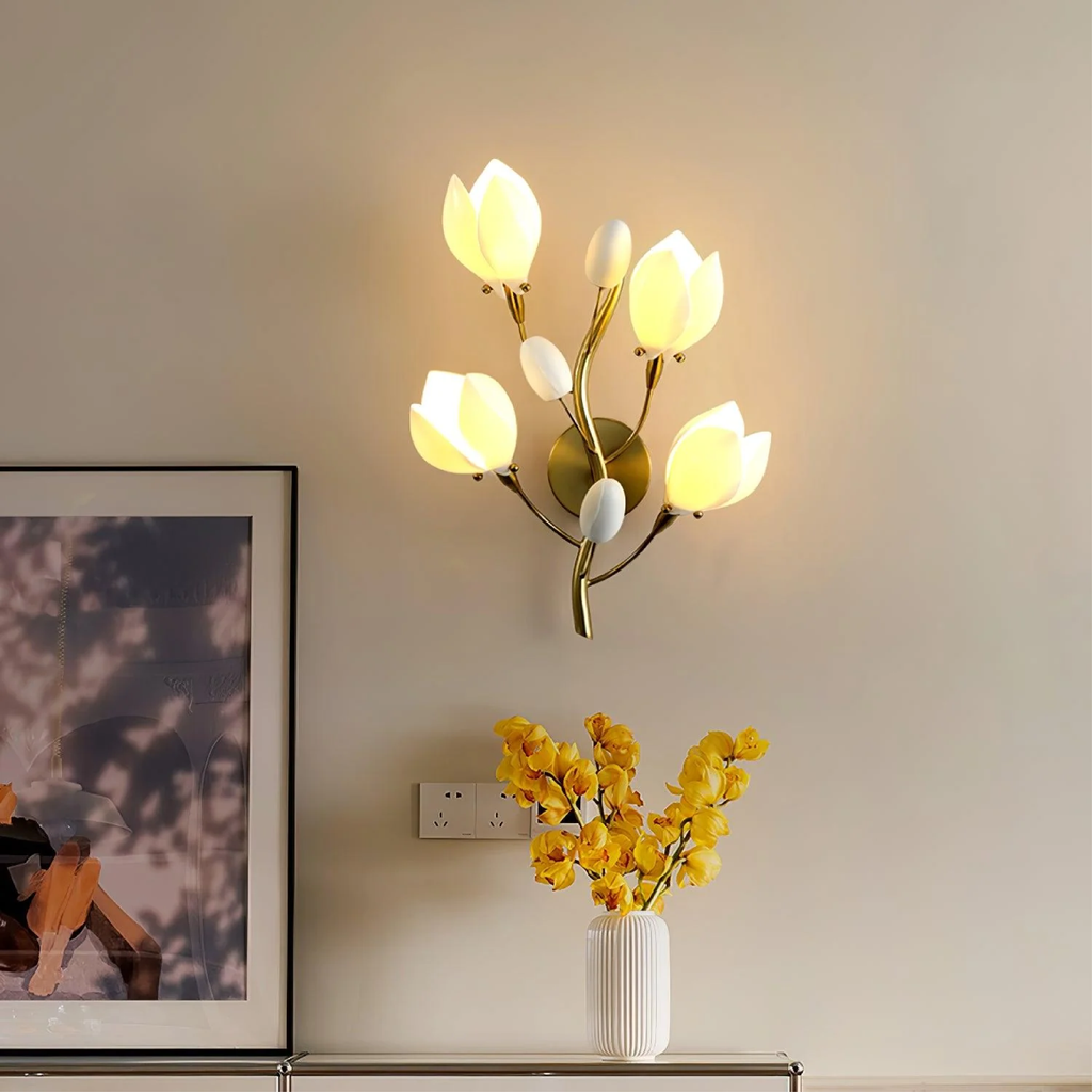 Ceramic flower wall lamp