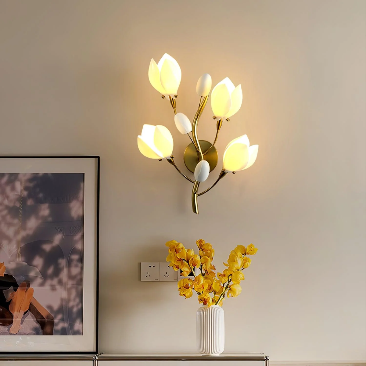 Ceramic flower wall lamp
