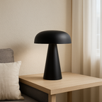Brushed Metal Mushroom Table Lamp – Black, Silver or Gold