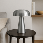 Brushed Metal Mushroom Table Lamp – Black, Silver or Gold