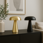 Brushed Metal Mushroom Table Lamp – Black, Silver or Gold