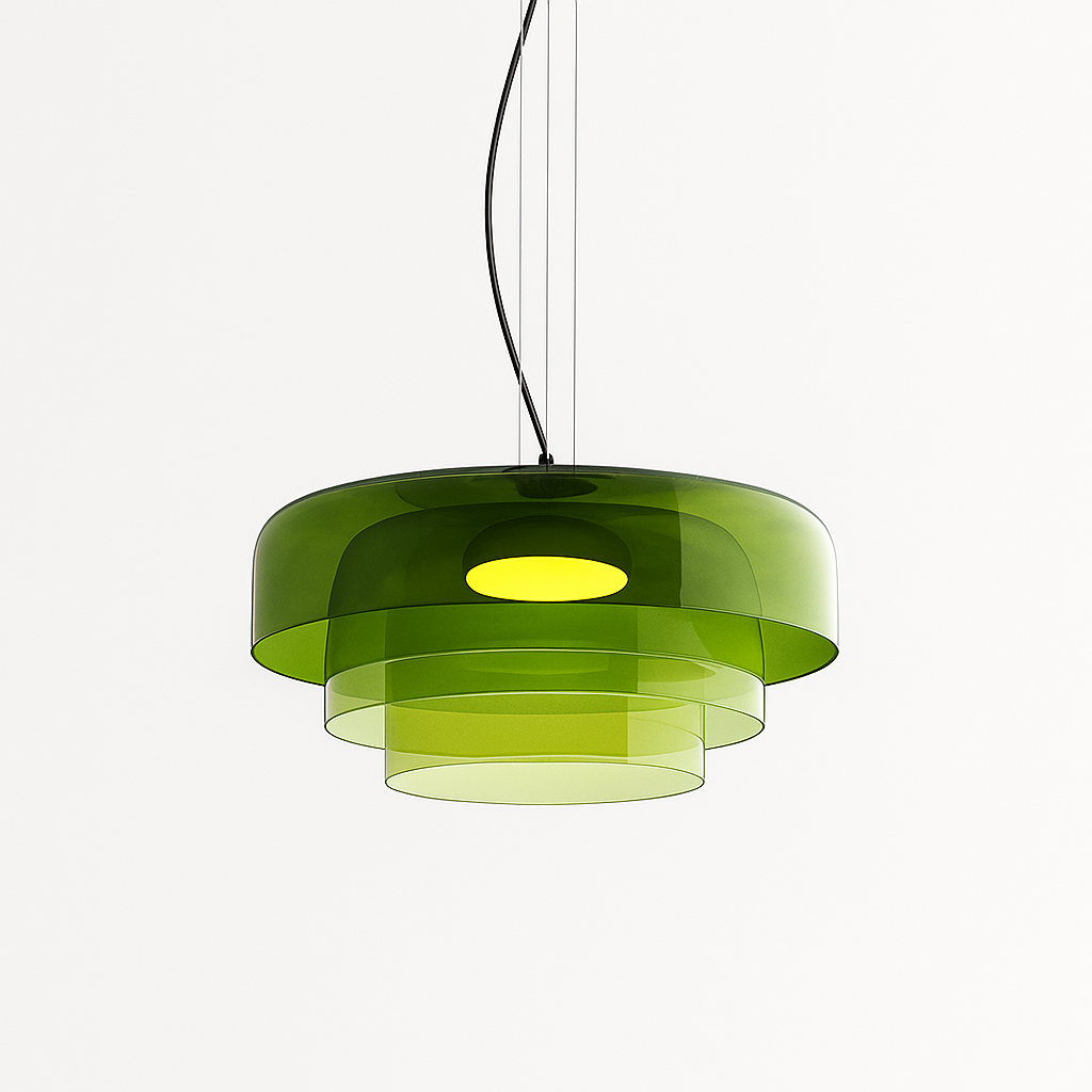 Layered Glass Pendant Light – Green, Amber or Smoky Grey