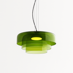 Layered Glass Pendant Light – Green, Amber or Smoky Grey