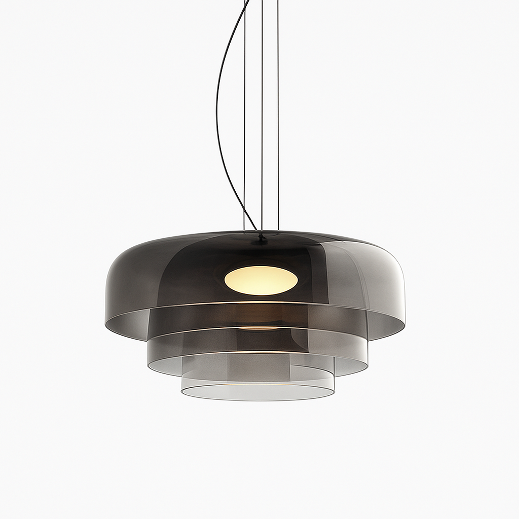 Layered Glass Pendant Light – Green, Amber or Smoky Grey