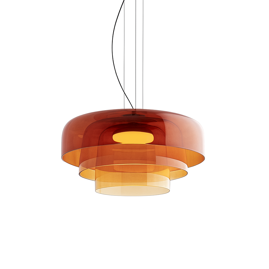 Layered Glass Pendant Light – Green, Amber or Smoky Grey
