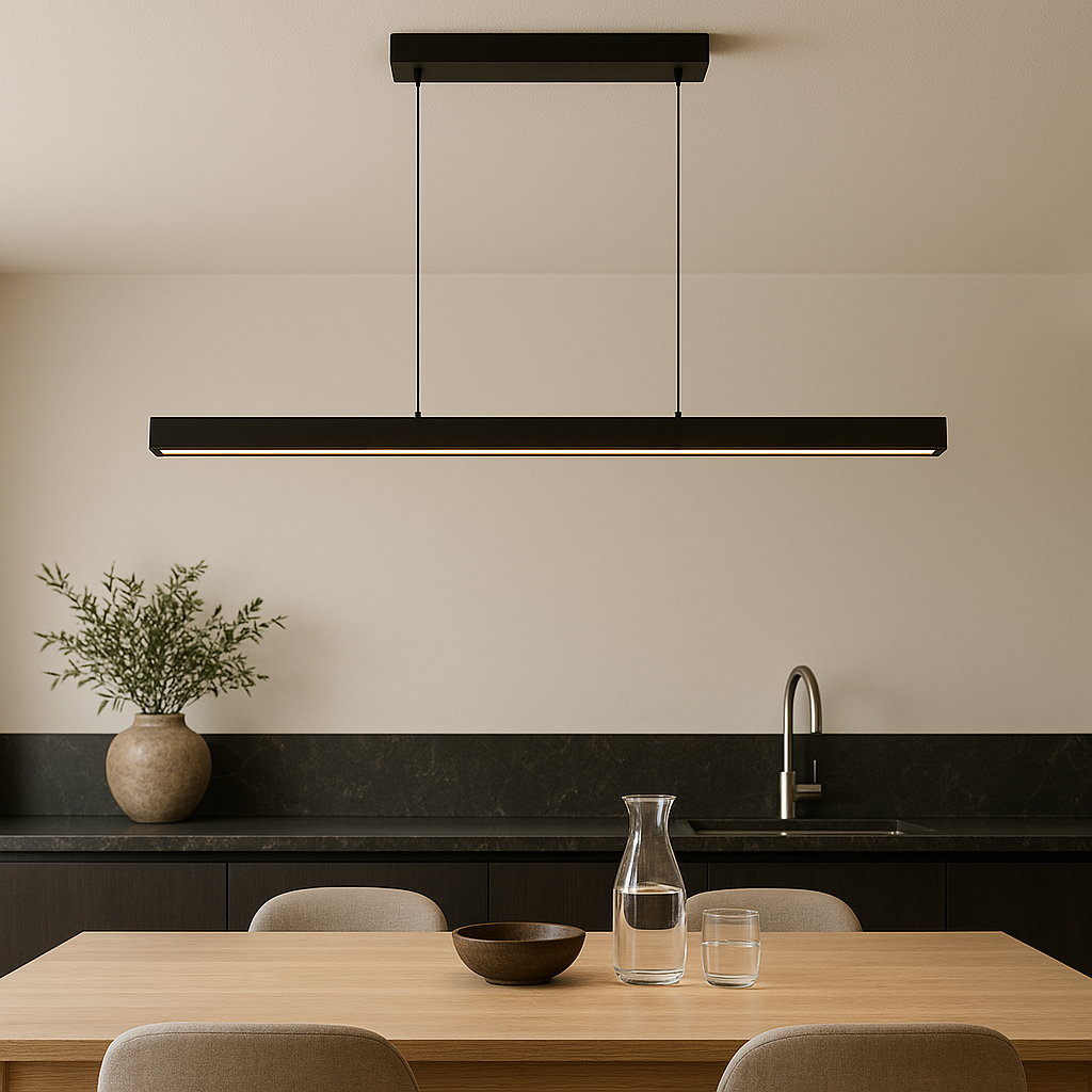 Minimalist Linear Wood Beam Pendant Light