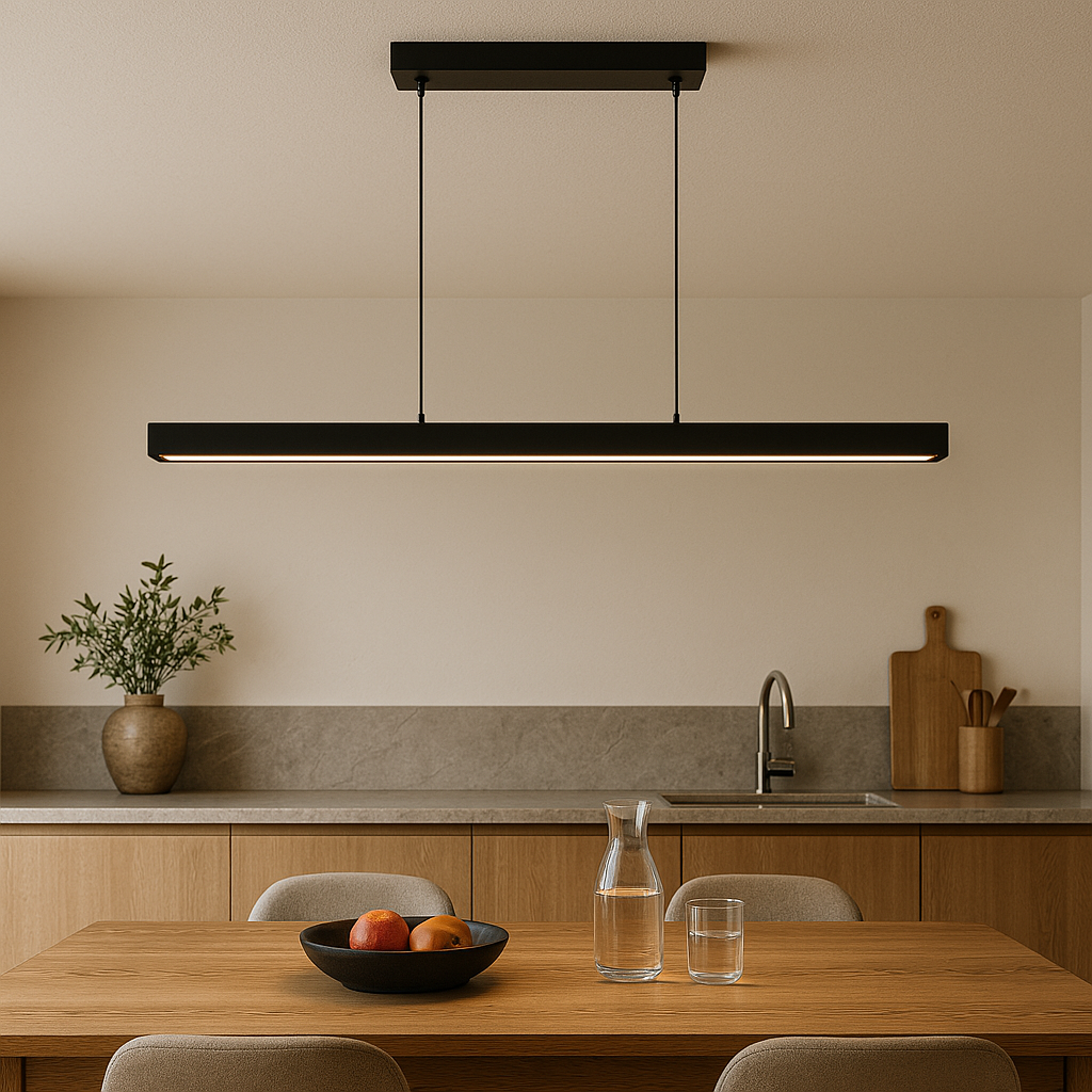 Minimalist Linear Wood Beam Pendant Light