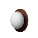 Round Wooden Wall Light with Frosted Glass Globe