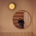 Round Wooden Wall Light with Frosted Glass Globe