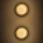Round Wooden Wall Light with Frosted Glass Globe