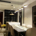 Modern Linear LED Pendant Light with Adjustable Spotlights