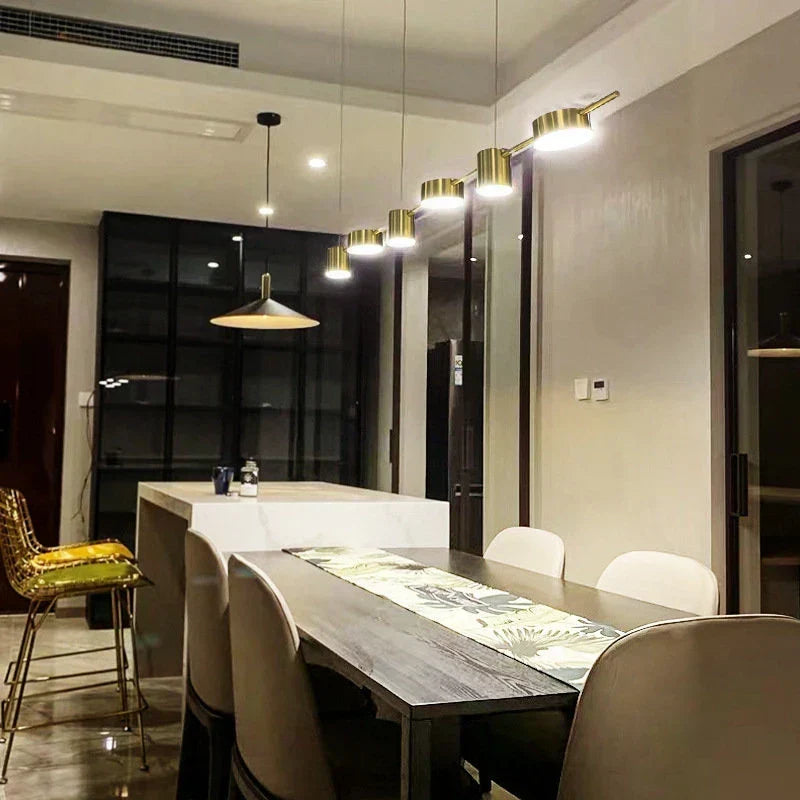 Modern Linear LED Pendant Light with Adjustable Spotlights