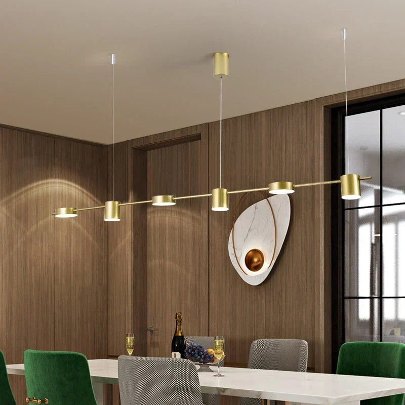 Modern Linear LED Pendant Light with Adjustable Spotlights