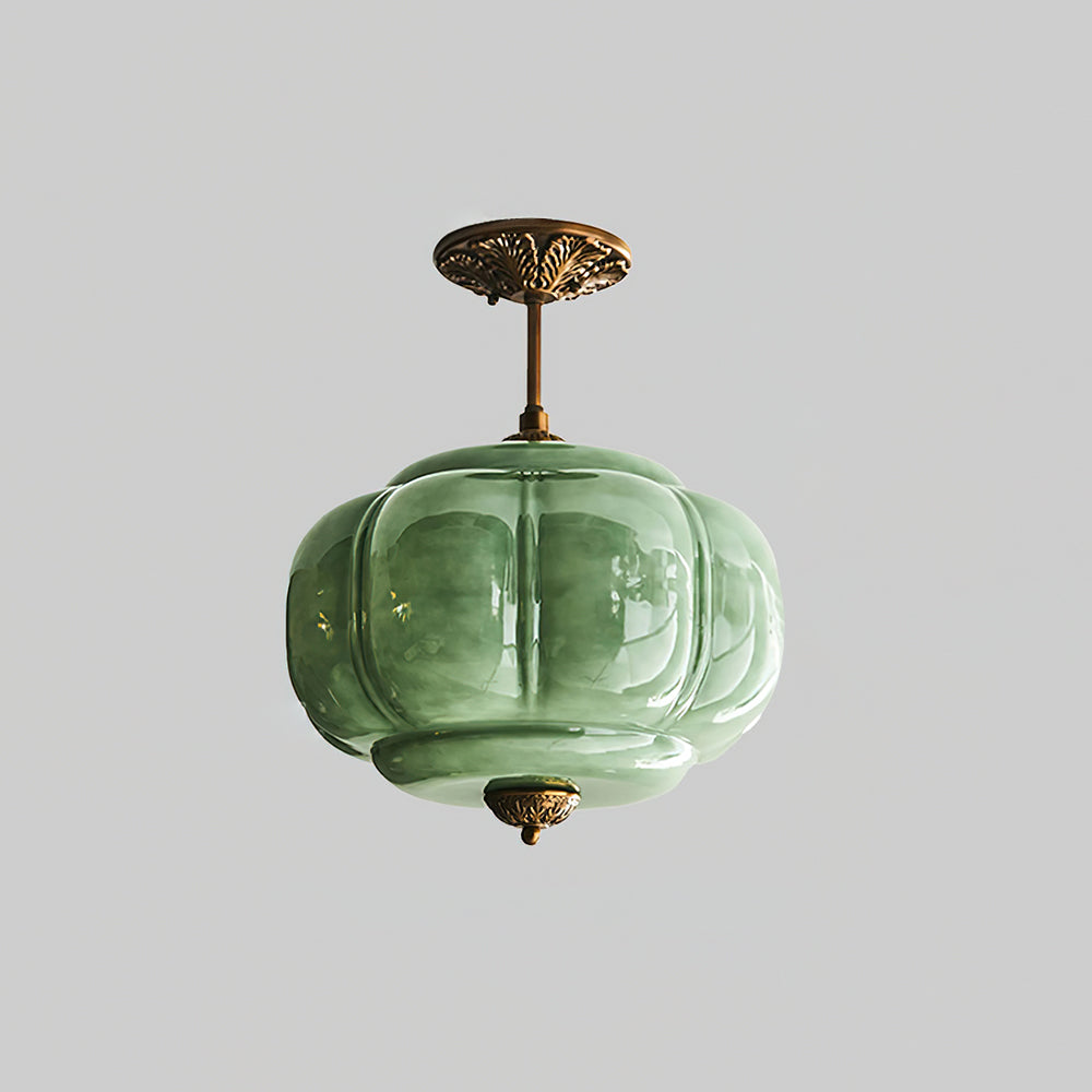 Vintage Glass Semi-Flush Mount Ceiling Light – Gold or Black