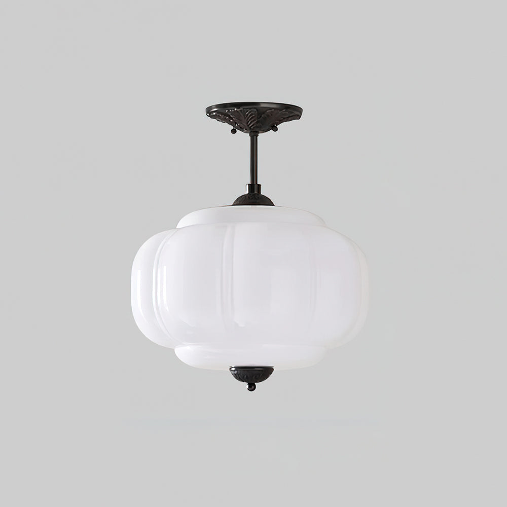 Vintage Glass Semi-Flush Mount Ceiling Light – Gold or Black