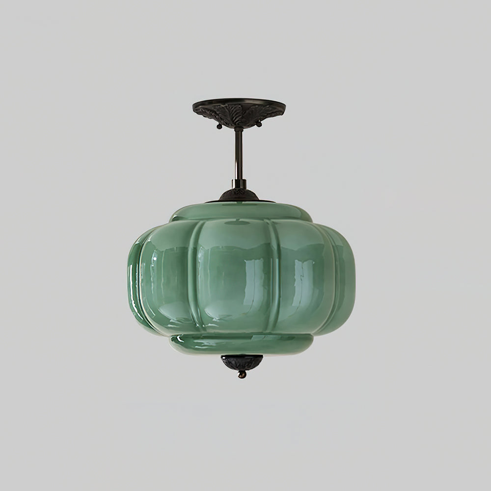 Vintage Glass Semi-Flush Mount Ceiling Light – Gold or Black