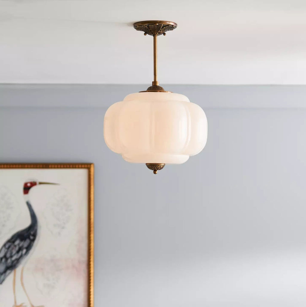 Vintage glass semi-flush ceiling light