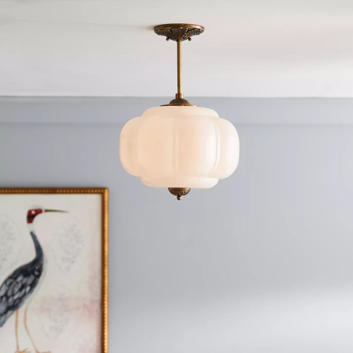 Vintage glass semi-flush ceiling light
