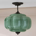 Vintage Glass Semi-Flush Mount Ceiling Light – Gold or Black