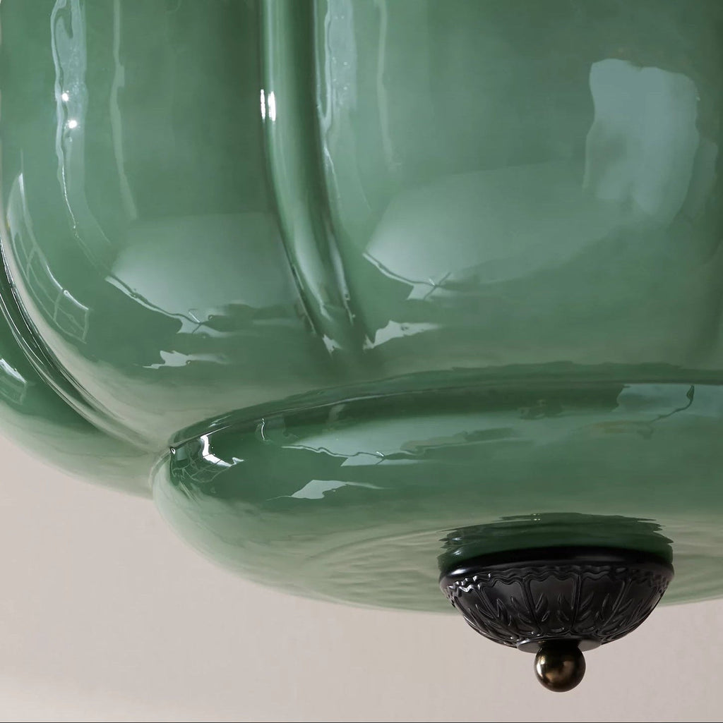 Vintage Glass Semi-Flush Mount Ceiling Light – Gold or Black