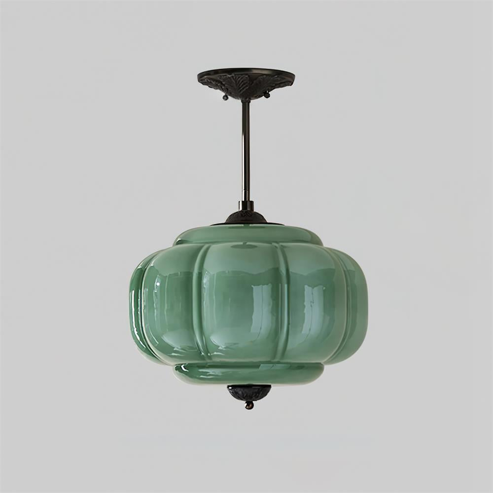 Vintage Glass Semi-Flush Mount Ceiling Light – Gold or Black