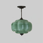 Vintage Glass Semi-Flush Mount Ceiling Light – Gold or Black