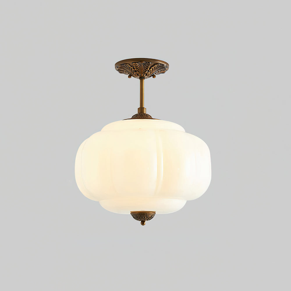 Vintage Glass Semi-Flush Mount Ceiling Light – Gold or Black