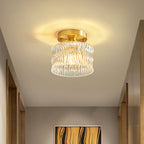 Vintage Clear Glass Ceiling Light with Brass Details
