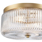 Round Ribbed Glass Flush Mount Ceiling Light – Gold Finish