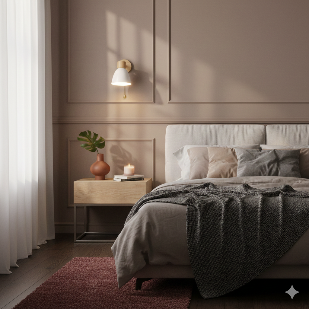 Wooden Cone Wall Light with Metal Shade – Optional Pull Switch