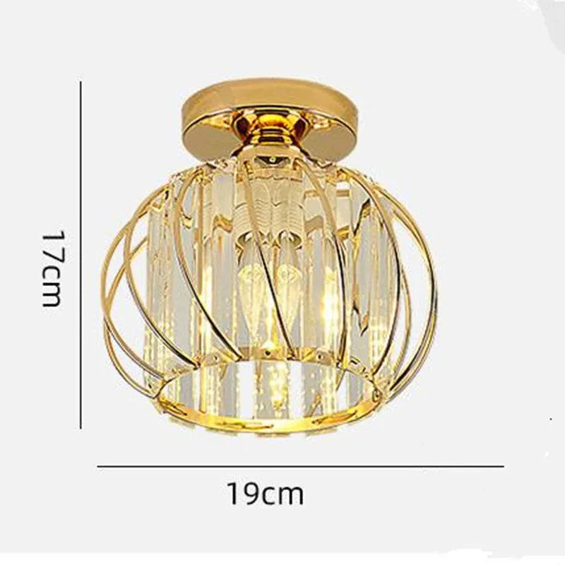 Crystal Flush Mount Ceiling Light – Black or Gold Metal