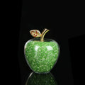 Crystal Apple Ornament with Golden Leaf – Decorative Figurine